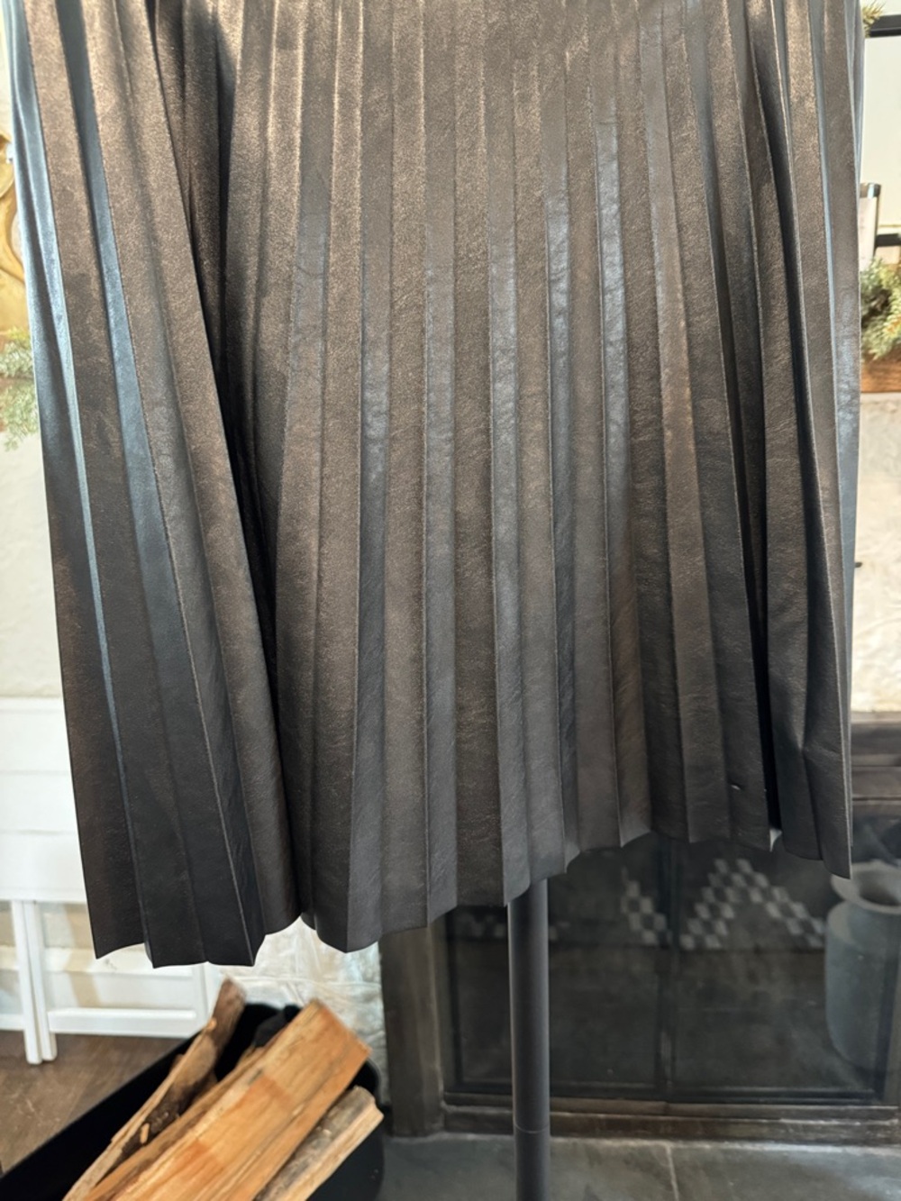 J. Crew Black Faux-Leather Pleated Skirt - Picture 7 of 10